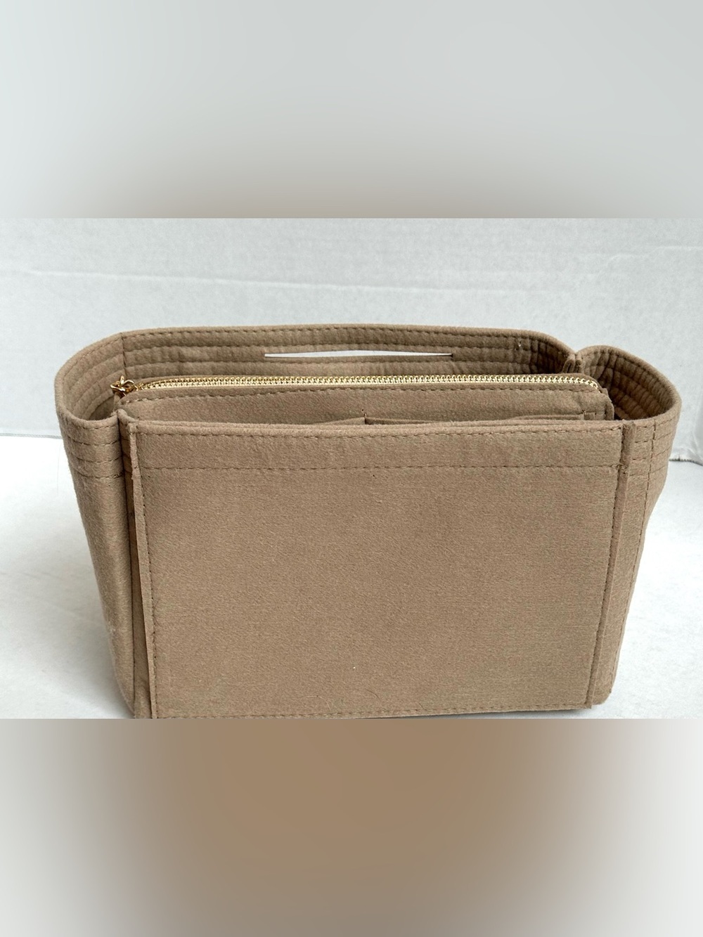 NWT Lexsion Beige/Tan Purse Organizer Insert Zippered Pocket Storage - Picture 2 of 7